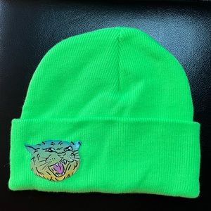 Neon green cat beanie NWOT
